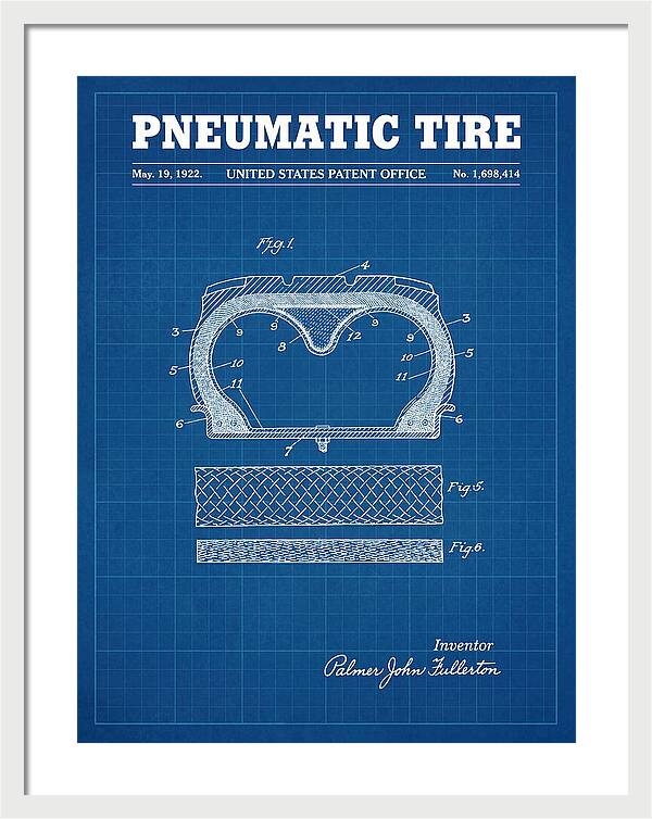 Pneumatic Tire Blueprint Patent Us1698414a