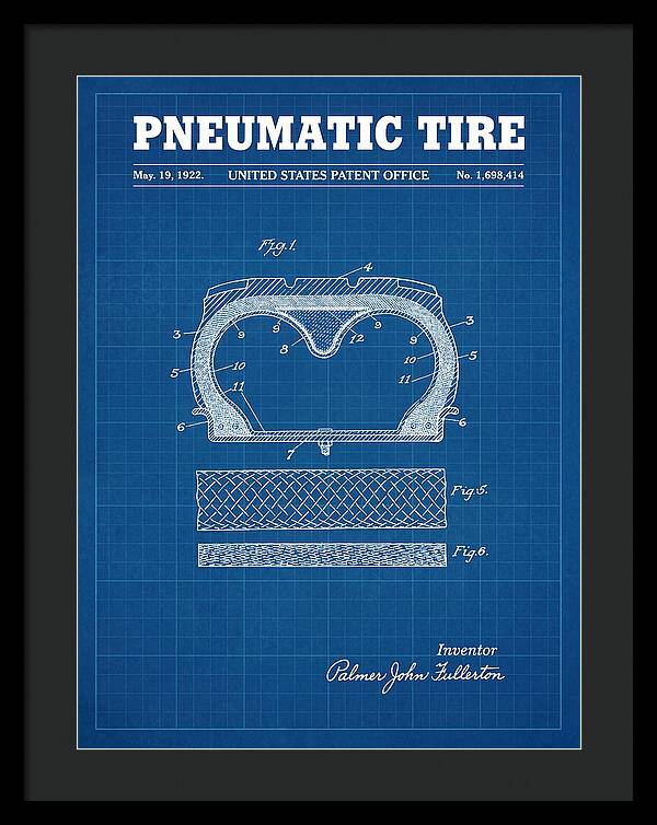 Pneumatic Tire Blueprint Patent Us1698414a