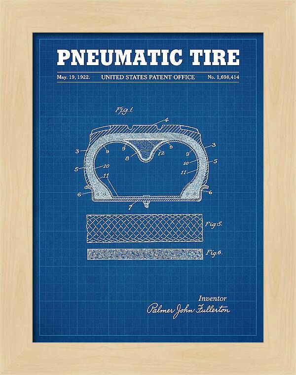 Pneumatic Tire Blueprint Patent Us1698414a