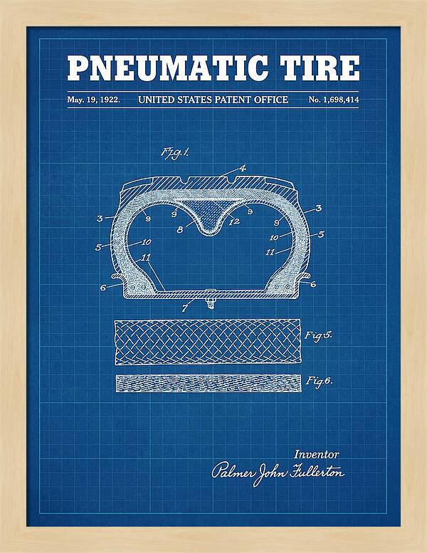 Pneumatic Tire Blueprint Patent Us1698414a