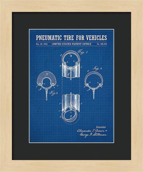 Pneumatic Tire For Vehicles Blueprint Patent Us488494a