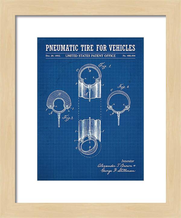 Pneumatic Tire For Vehicles Blueprint Patent Us488494a