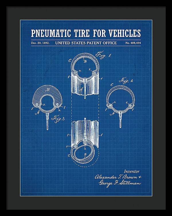 Pneumatic Tire For Vehicles Blueprint Patent Us488494a