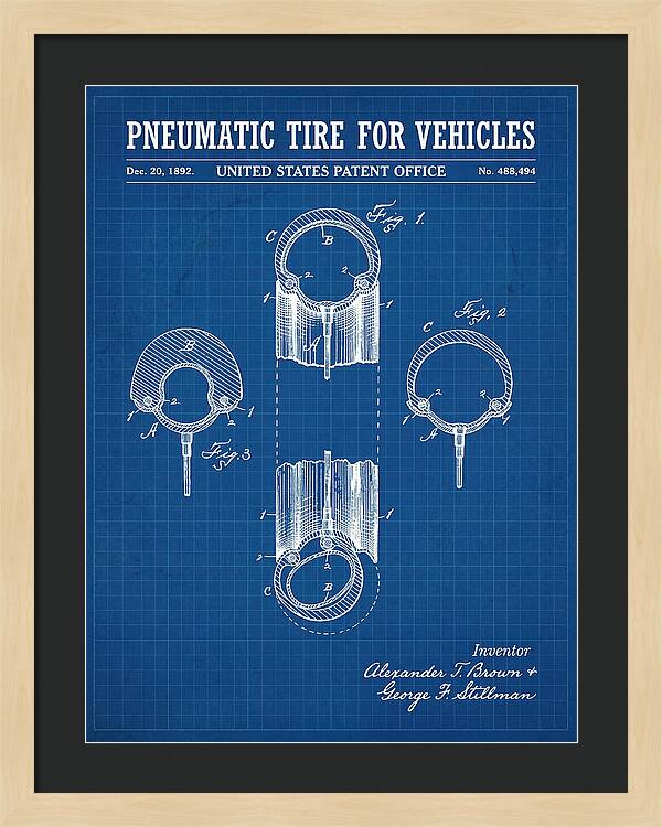 Pneumatic Tire For Vehicles Blueprint Patent Us488494a
