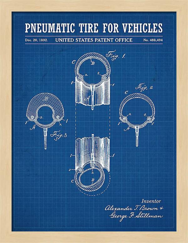 Pneumatic Tire For Vehicles Blueprint Patent Us488494a