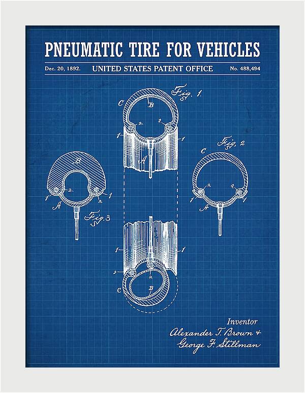 Pneumatic Tire For Vehicles Blueprint Patent Us488494a
