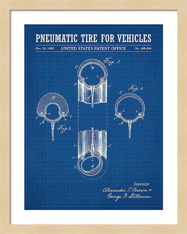 Pneumatic Tire For Vehicles Blueprint Patent Us488494a