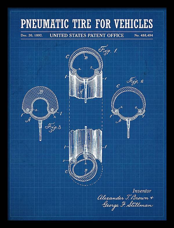 Pneumatic Tire For Vehicles Blueprint Patent Us488494a