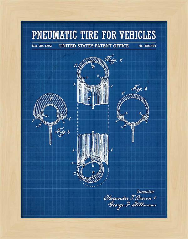 Pneumatic Tire For Vehicles Blueprint Patent Us488494a