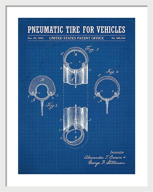 Pneumatic Tire For Vehicles Blueprint Patent Us488494a