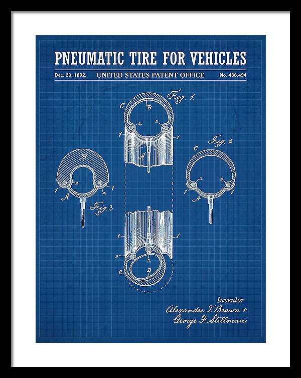 Pneumatic Tire For Vehicles Blueprint Patent Us488494a