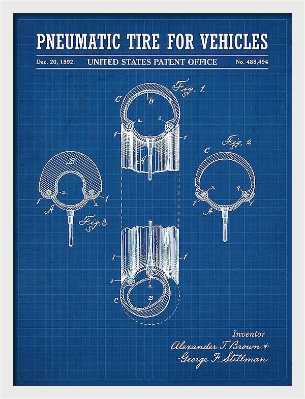 Pneumatic Tire For Vehicles Blueprint Patent Us488494a
