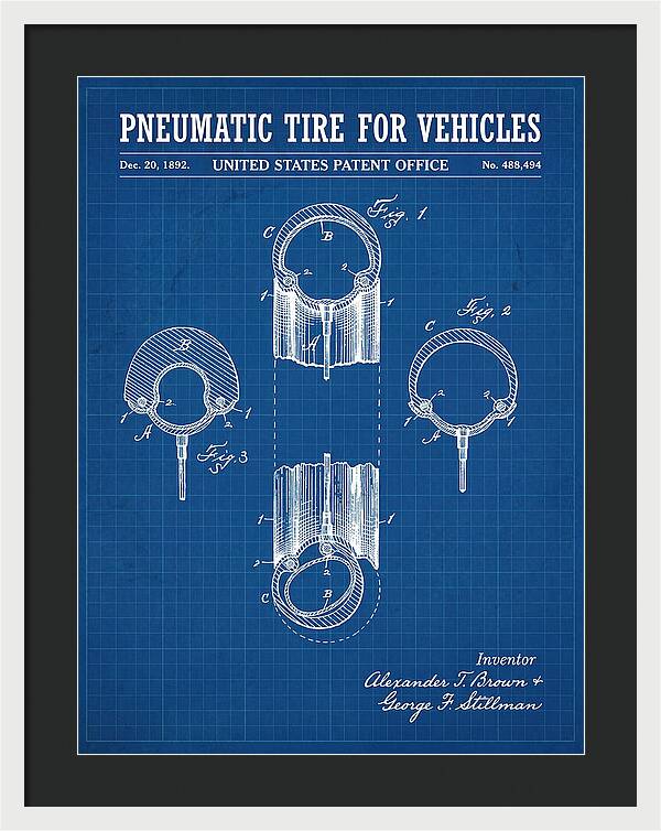 Pneumatic Tire For Vehicles Blueprint Patent Us488494a