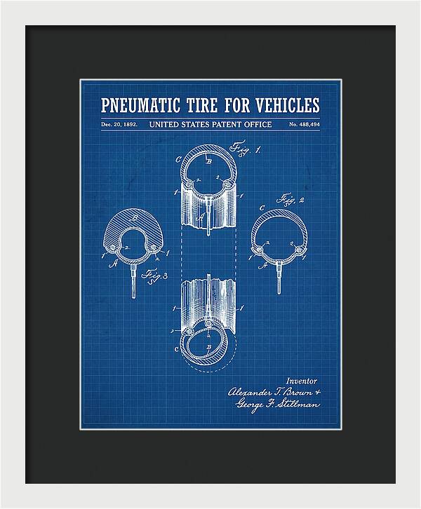Pneumatic Tire For Vehicles Blueprint Patent Us488494a