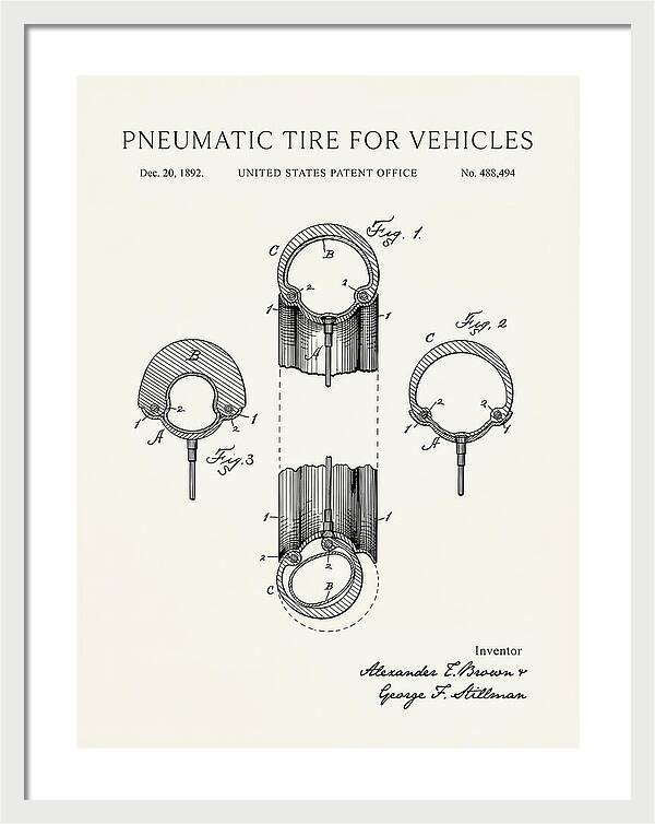 Pneumatic Tire For Vehicles Minimalist Patent Us488494a