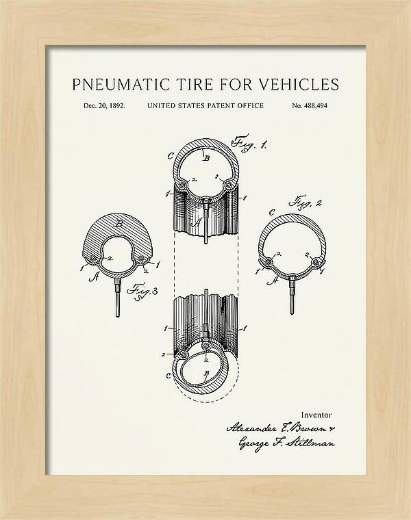 Pneumatic Tire For Vehicles Minimalist Patent Us488494a
