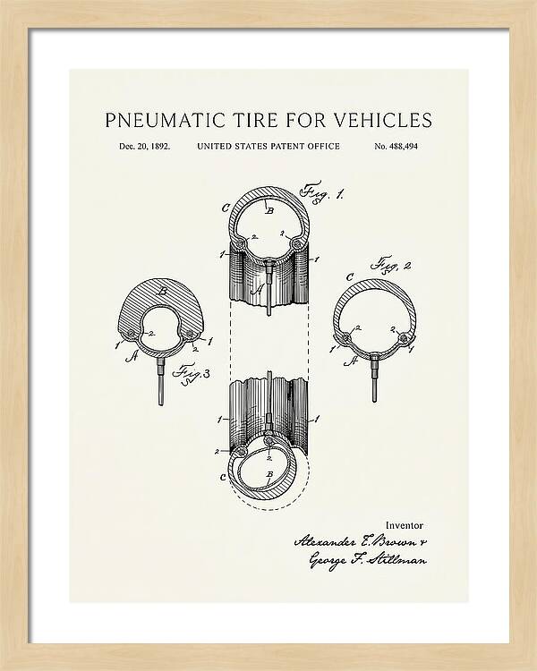 Pneumatic Tire For Vehicles Minimalist Patent Us488494a