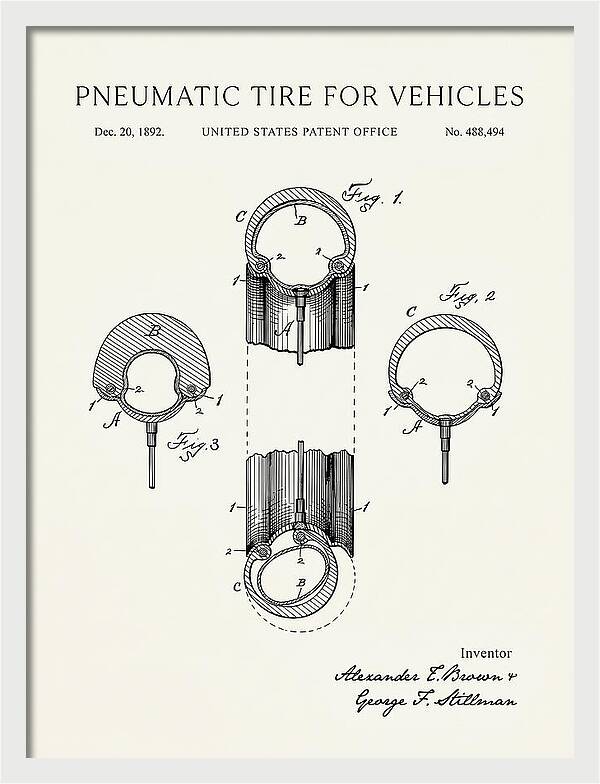 Pneumatic Tire For Vehicles Minimalist Patent Us488494a