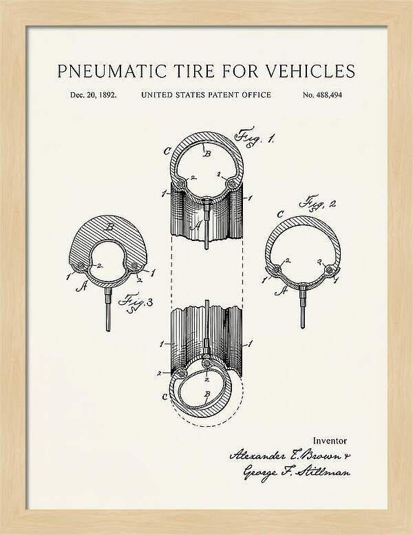 Pneumatic Tire For Vehicles Minimalist Patent Us488494a