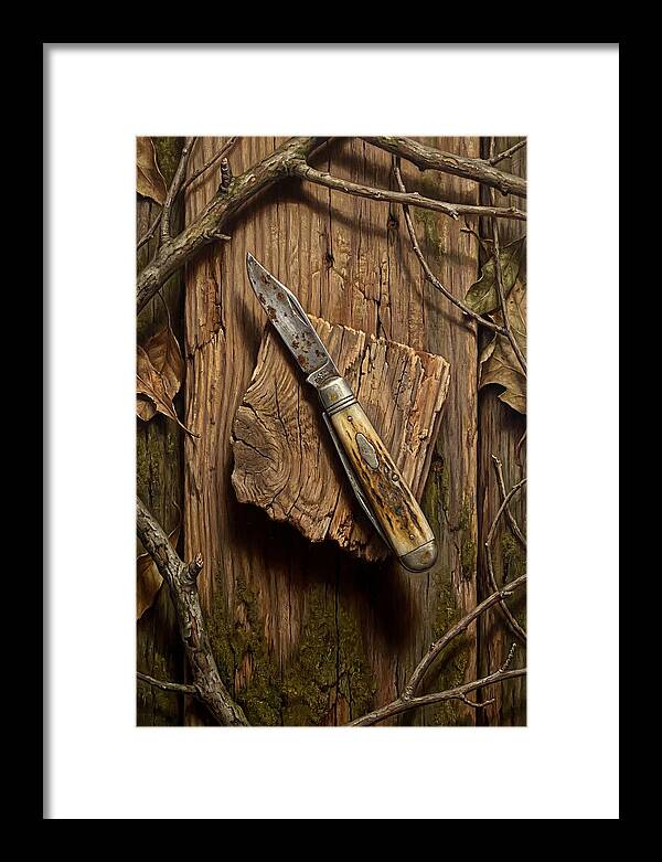 Pocket Knife On Weathered Wood