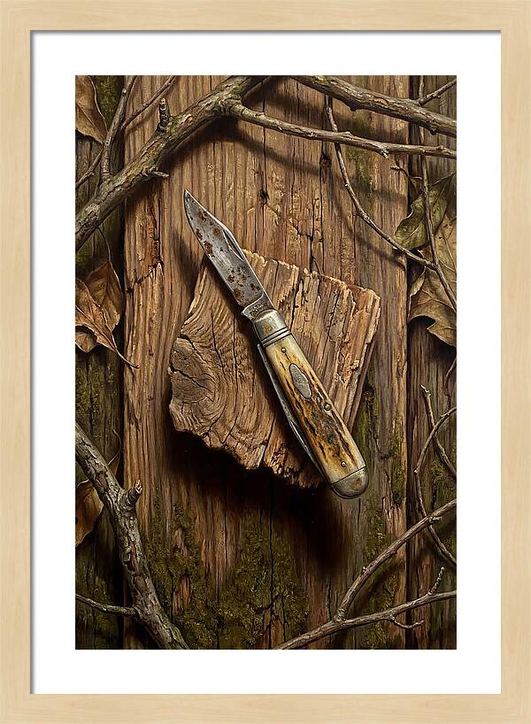 Pocket Knife On Weathered Wood