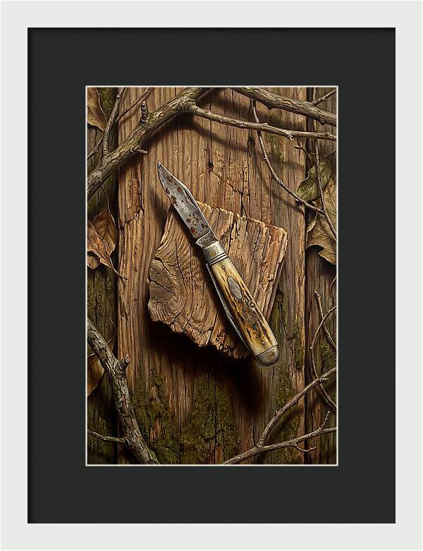 Pocket Knife On Weathered Wood