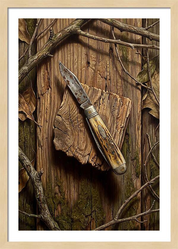 Pocket Knife On Weathered Wood