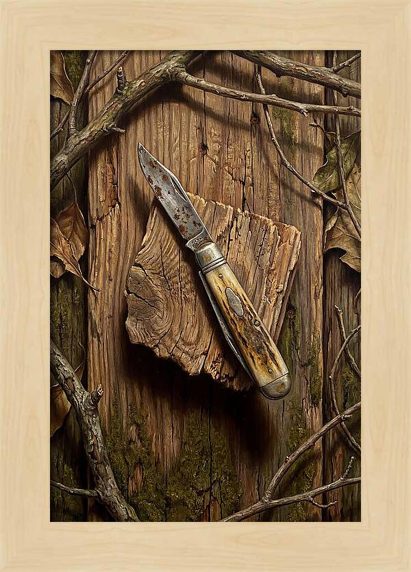 Pocket Knife On Weathered Wood