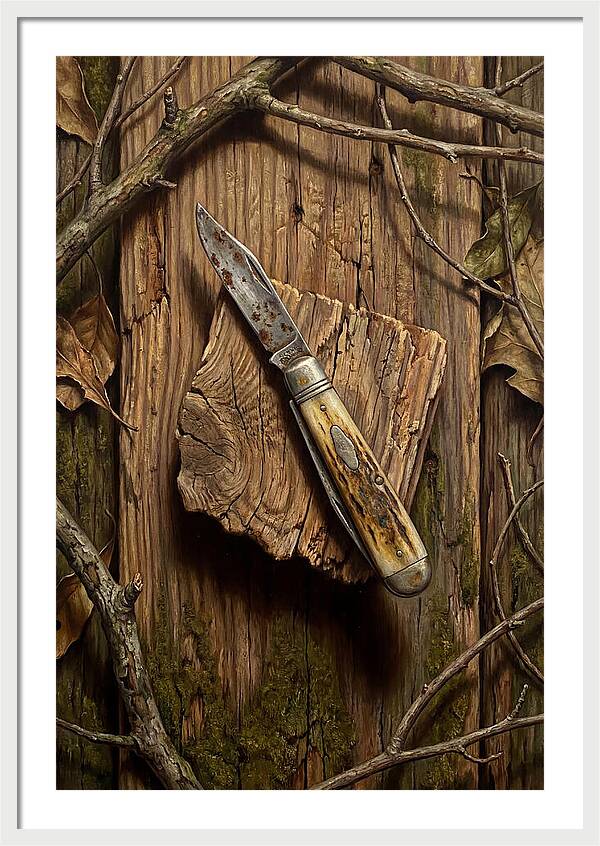Pocket Knife On Weathered Wood