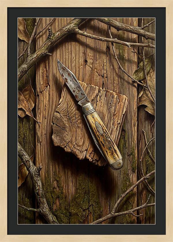 Pocket Knife On Weathered Wood