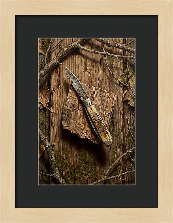 Pocket Knife On Weathered Wood