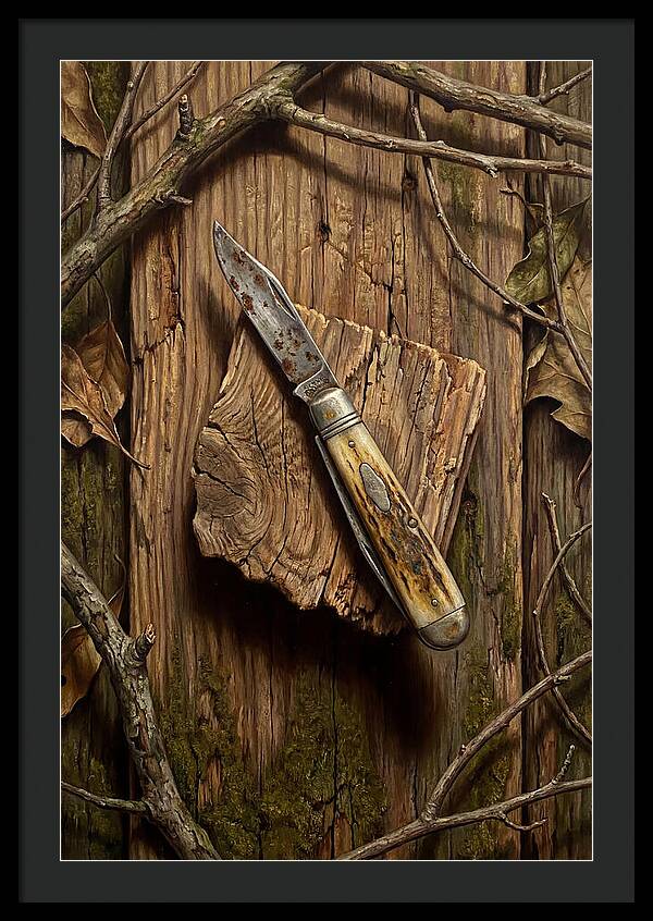 Pocket Knife On Weathered Wood