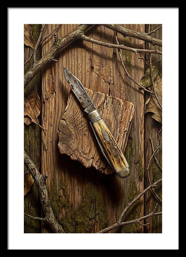 Pocket Knife On Weathered Wood