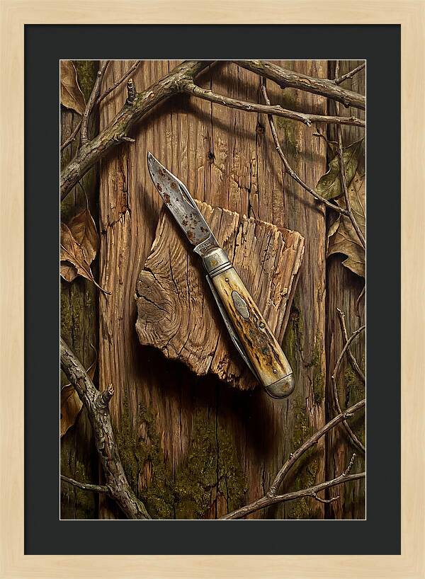 Pocket Knife On Weathered Wood