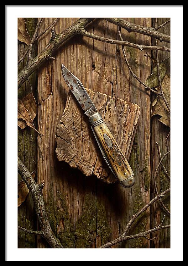Pocket Knife On Weathered Wood