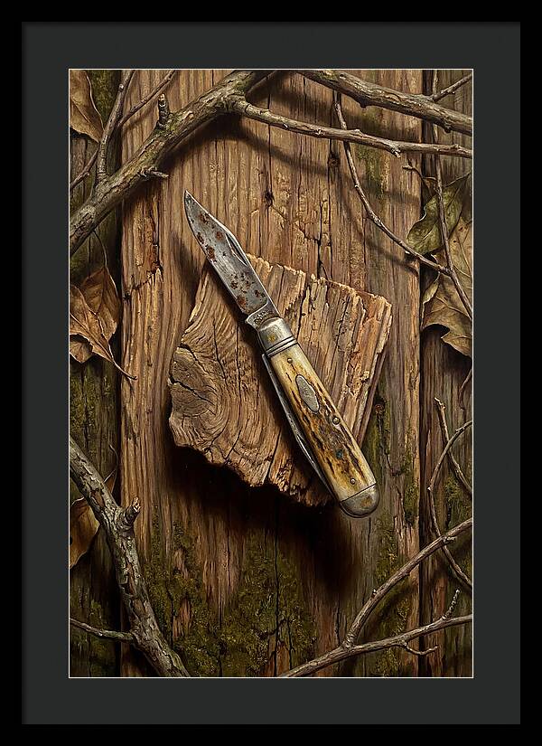 Pocket Knife On Weathered Wood