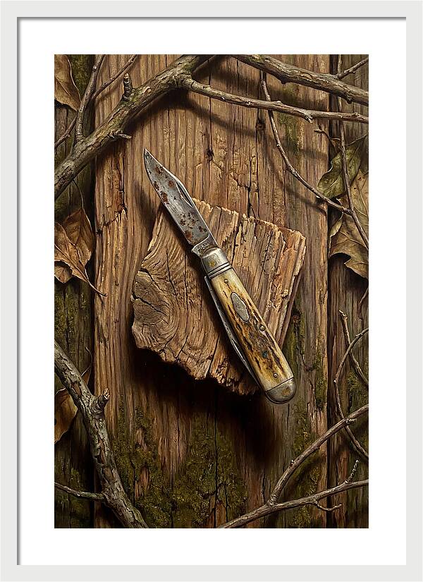 Pocket Knife On Weathered Wood