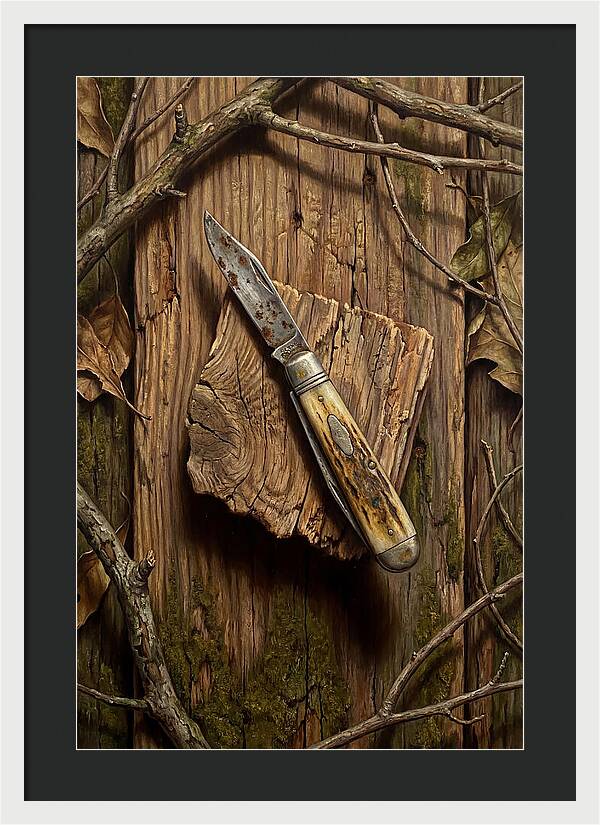Pocket Knife On Weathered Wood