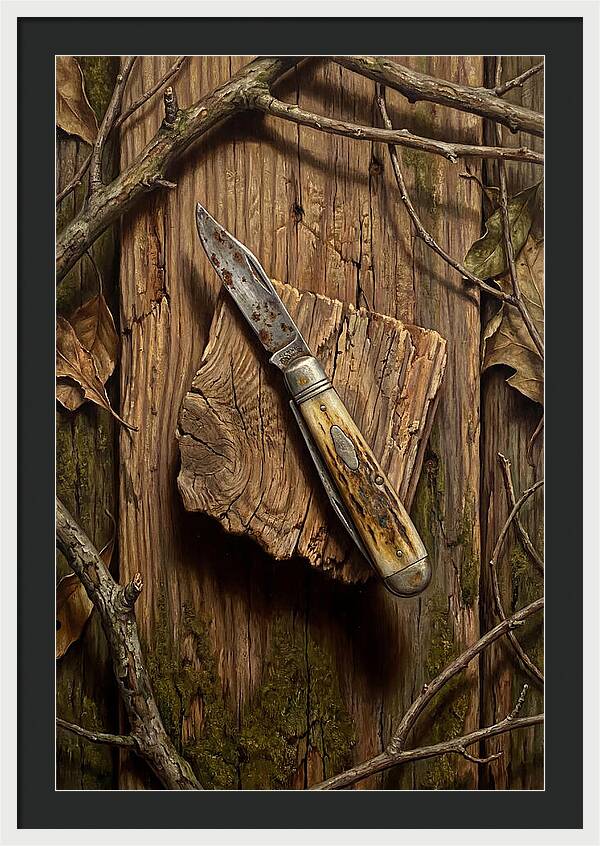 Pocket Knife On Weathered Wood