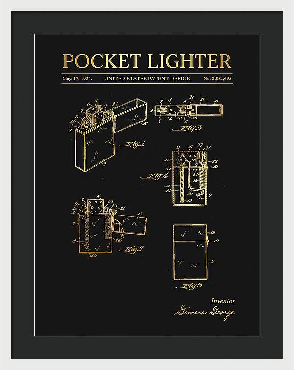 Pocket Lighter Gold Patent Us2032695a