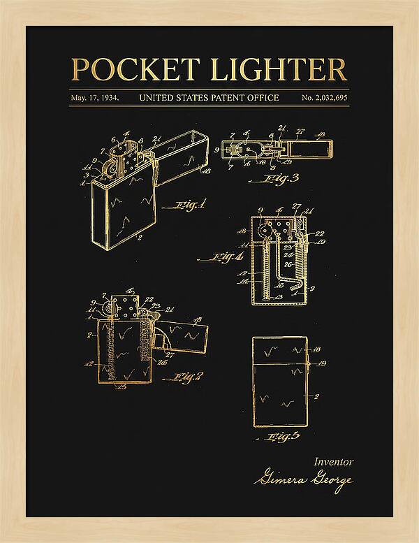 Pocket Lighter Gold Patent Us2032695a