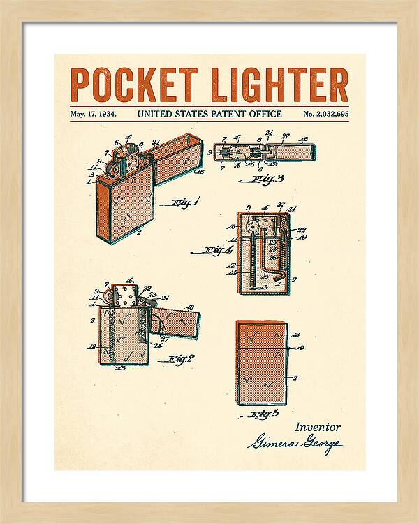 Pocket Lighter Retro Patent Us2032695a