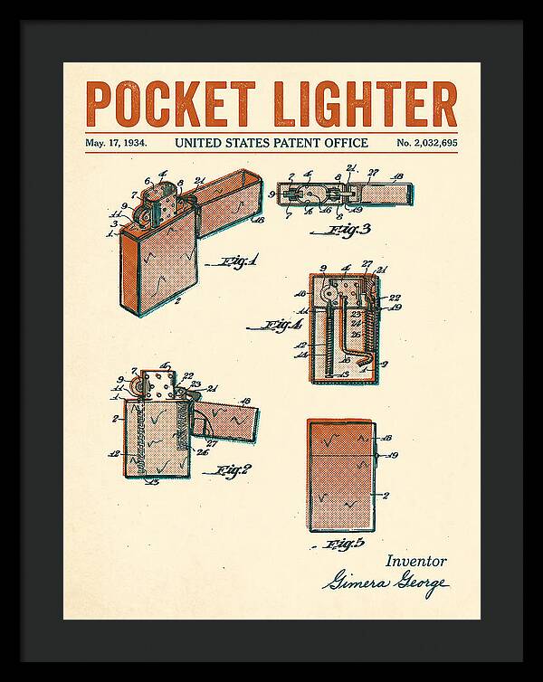 Pocket Lighter Retro Patent Us2032695a