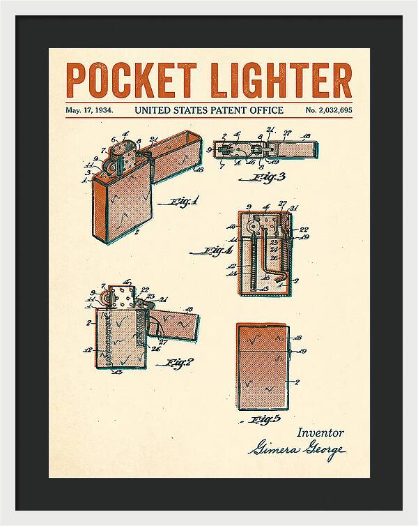 Pocket Lighter Retro Patent Us2032695a