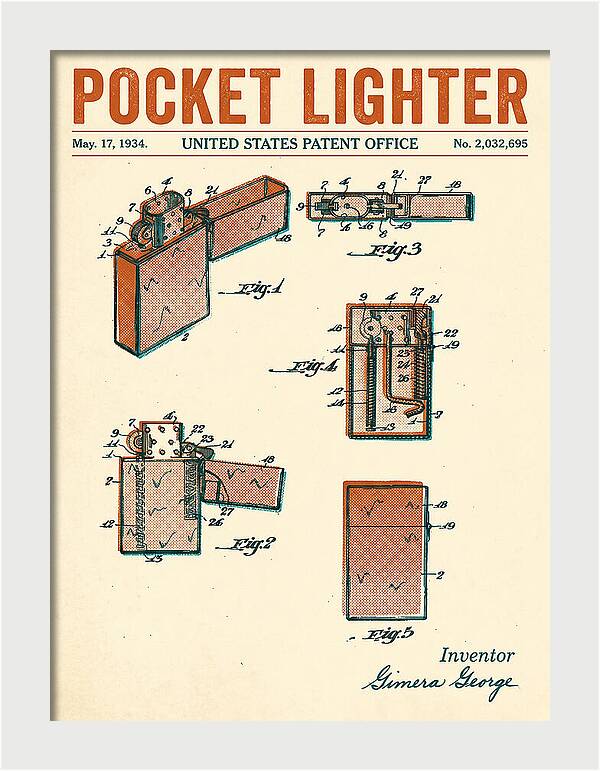 Pocket Lighter Retro Patent Us2032695a