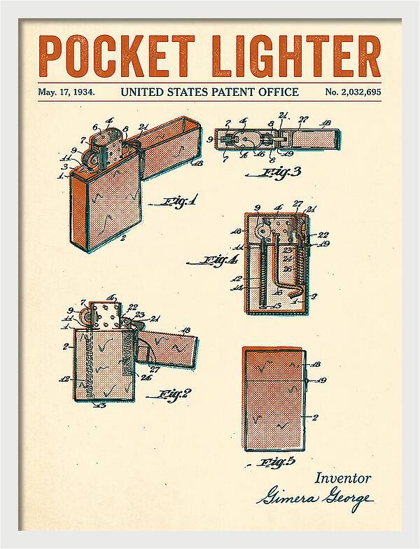 Pocket Lighter Retro Patent Us2032695a