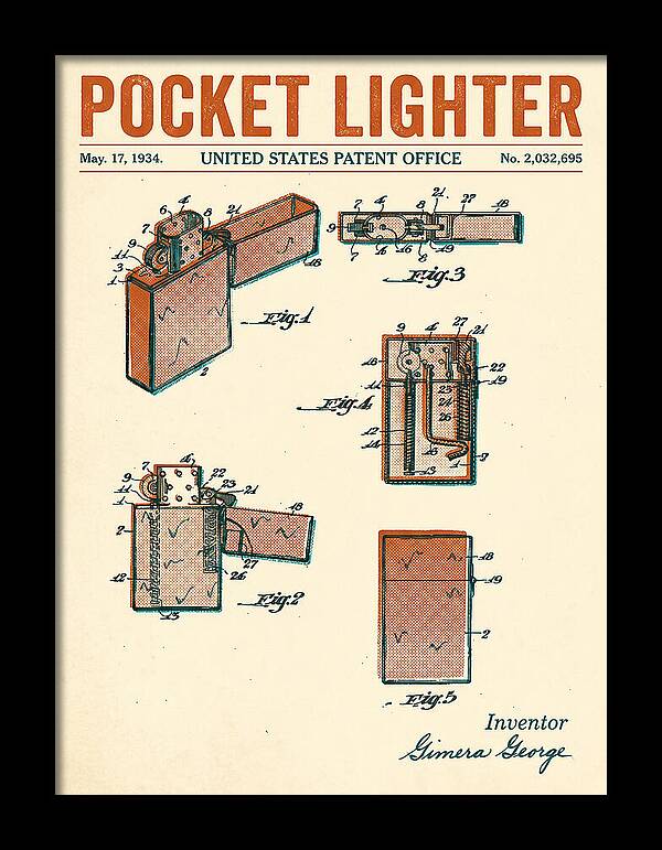 Pocket Lighter Retro Patent Us2032695a