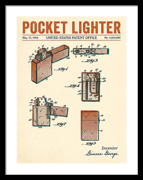 Pocket Lighter Retro Patent Us2032695a