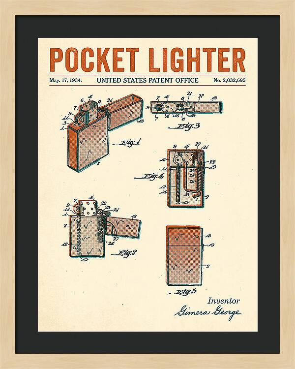 Pocket Lighter Retro Patent Us2032695a