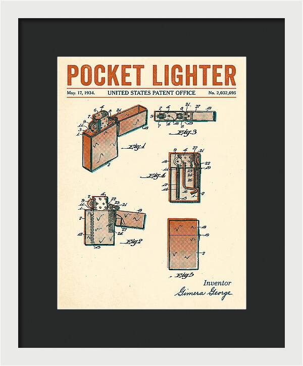 Pocket Lighter Retro Patent Us2032695a